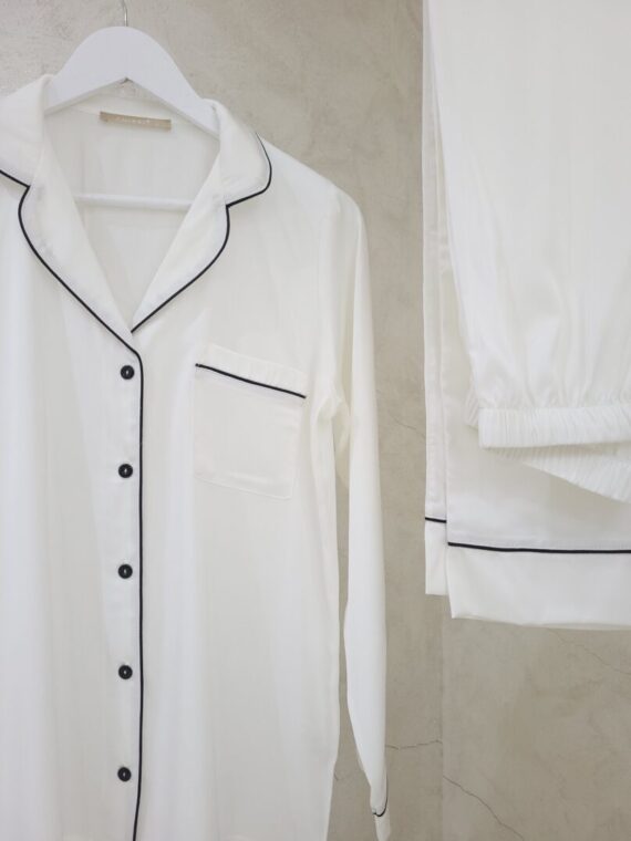 pyjama satin de soie blanc BRIDE - AMIRAL